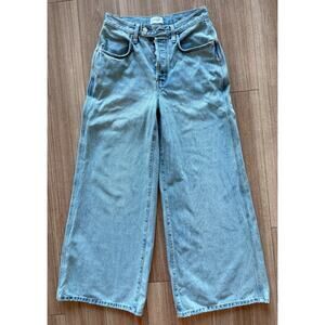 OAK + FORT 27 Light Wash Wide Leg High Rise 100% Cotton Button Fly Jeans